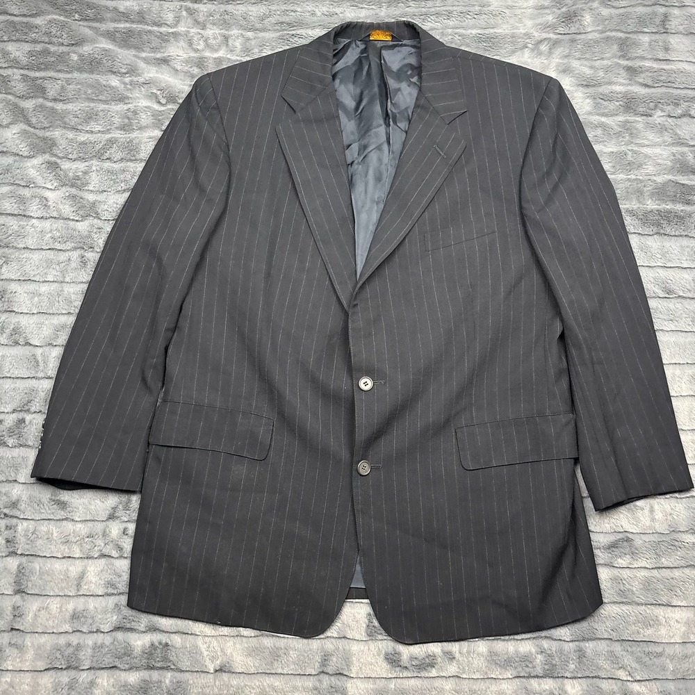 Brooks Brothers Makers Brooksease Mens Navy Pinstripe Blazer Suit Jacket USA 44R